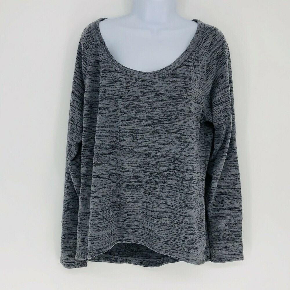 Athleta Long Sleeve Active Wear Tee Shirt Space Dye Grey Size Large Gym Workout